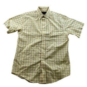 Brooks Brothers Mens Shirt Medium Non-Iron Short Sleeve Button Down Checkered